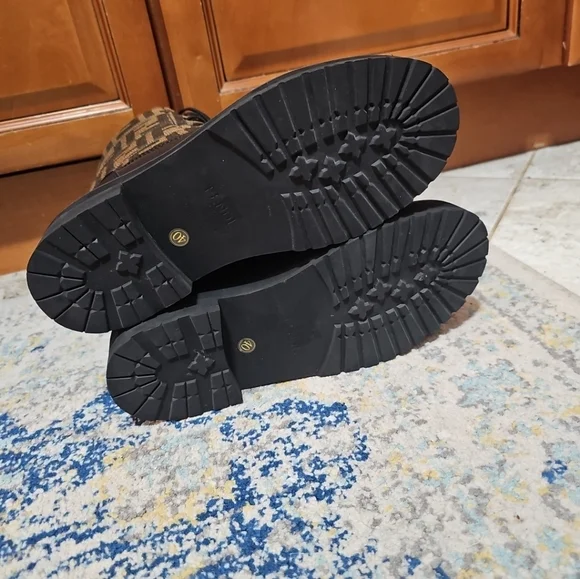 Designer Brown & Black FF Logo High-Top Boots Size 40/US9 - Picture 7 of 13